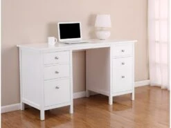 Bureau ALBANE - 4 Tiroirs - 1 Porte - Pin Blanc