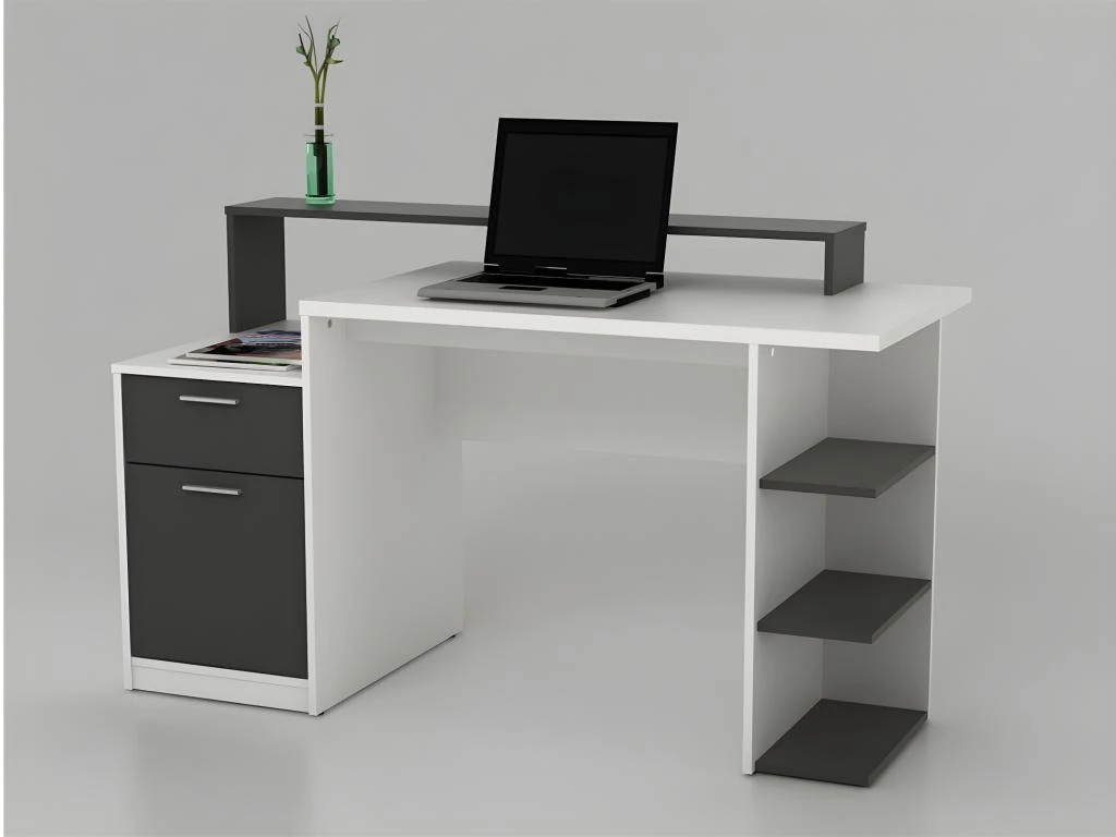 Bureau Avec Rangements ZACHARIE - Blanc Et Chêne – Image 11