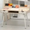 Bureau LARCOS Avec Rangements - MDF - Chêne & Blanc