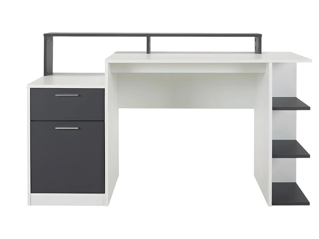 Bureau Avec Rangements ZACHARIE - Blanc Et Gris – Image 11