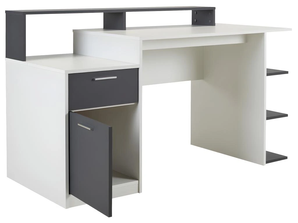 Bureau Avec Rangements ZACHARIE - Blanc Et Gris – Image 10
