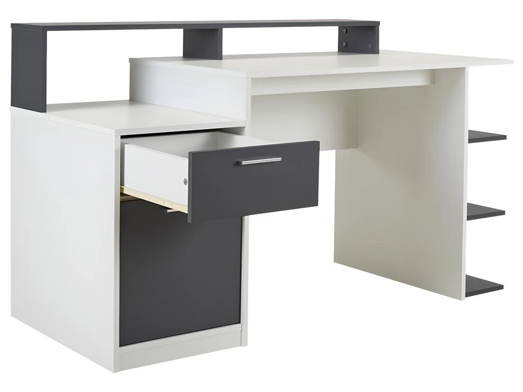 Bureau Avec Rangements ZACHARIE - Blanc Et Gris – Image 6