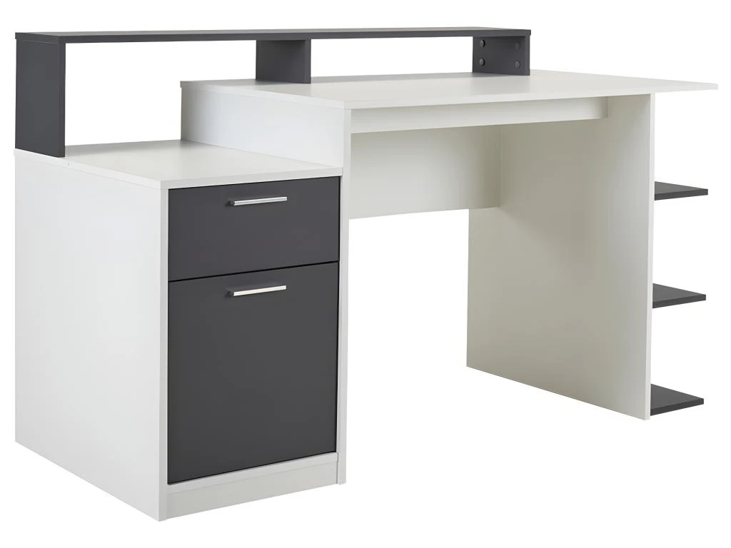Bureau Avec Rangements ZACHARIE - Blanc Et Gris – Image 5