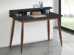 Bureau AARON - Hévéa - Coloris : Noyer & Noir