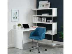 Bureau Extensible NICEPHORE Avec étagères - MDF Laqué Blanc