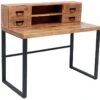 Bureau Secrétaire Avec Rangements HARLEM - 4 Tiroirs - Bois De Manguier Et Métal