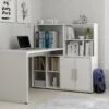 Bureau D'angle LEON Avec Rangements Et étagères - Blanc