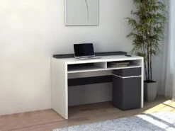 Bureau ASERRI Avec Rangements - Blanc Et Anthracite