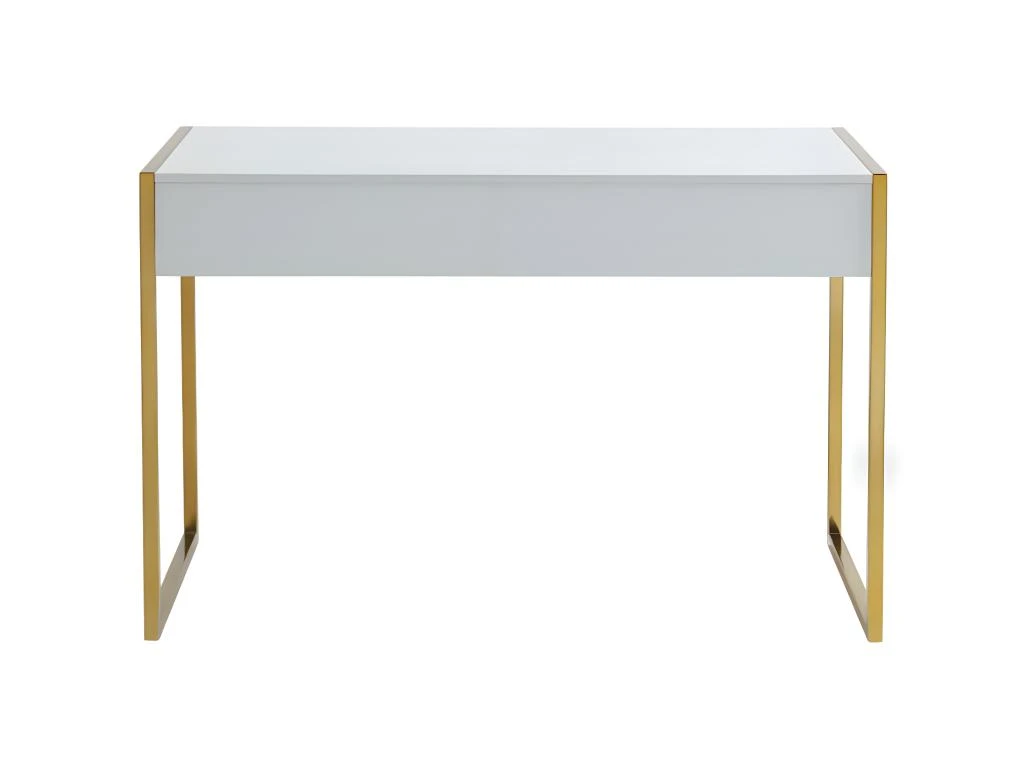 Bureau Avec 2 Tiroirs - MDF Laqué Et Métal - Blanc Et Doré - MASON De Pascal Morabito – Image 6