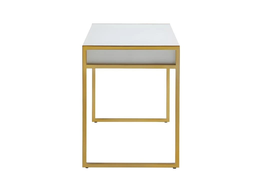 Bureau Avec 2 Tiroirs - MDF Laqué Et Métal - Blanc Et Doré - MASON De Pascal Morabito – Image 5