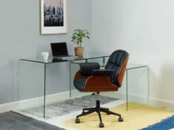 Bureau D'angle ELSTRON - Verre Courbé - Transparent