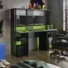 Bureau Gamer STANDA - Avec Rangements Et LEDs - Noir