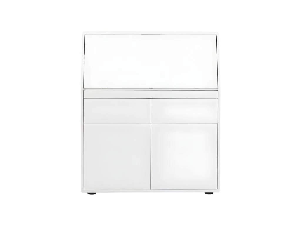 Secrétaire BAGUA - 2 Portes Et 2 Tiroirs - MDF - Blanc Laqué – Image 3