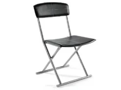 Lot De 4 Chaises Pliantes PVC Polyuréthane En Noir