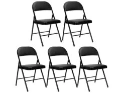 Lot De 5 Chaises Pliantes Noires Rembourrées 7house