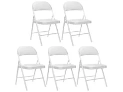 Lot De 5 Chaises Pliantes Blanches Rembourrées 7house