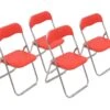 Chaise Tarragona, Ensemble De Quatre Chaises Pliantes, Siège De Réunion Peu Encombrant, Fauteuil De Salle D'attente, 43x47h78 Cm, Rouge