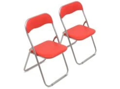 Chaise Marbella, Ensemble De Deux Chaises Pliantes, Siège De Réunion Peu Encombrant, Fauteuil De Salle D'attente, 43x47h78 Cm, Rouge