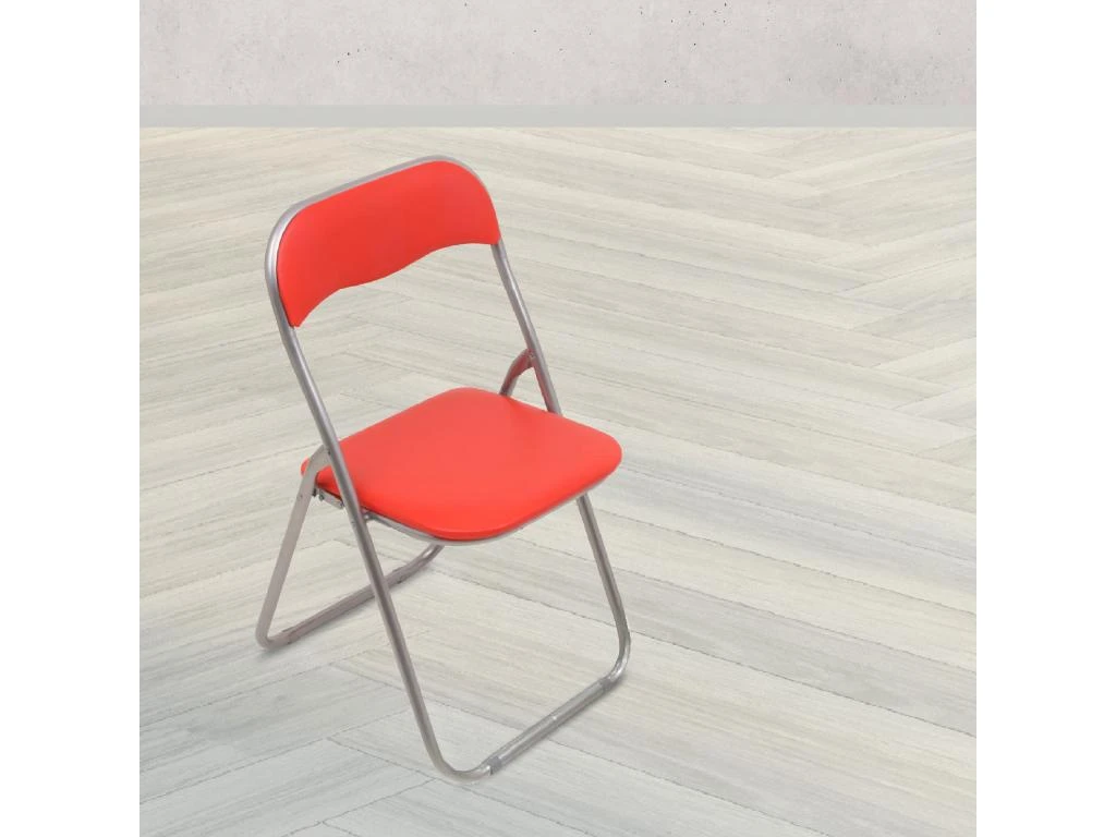 Chaise Pliante Leganes, Siège Peu Encombrant, Chaise De Réunion, Fauteuil De Salle D'attente, 43x47h78 Cm, Rouge – Image 2