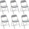 Lot De 6 Chaises Pliantes En Acier Et Polyuréthane Coloris Gris - Dim : L44 X L44 X H79,5 Cm
