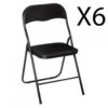 Lot De 6 Chaises Pliantes En Métal Coloris Noir - Longueur 44 X Profondeur 48 X Hauteur 79 Cm