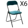 Lot De 6 Chaises Pliantes En Métal Coloris Bleu Canard - Longueur 44 X Profondeur 48 X Hauteur 79 Cm