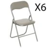 Lot De 6 Chaises Pliantes En Métal Coloris Taupe - Longueur 44 X Profondeur 48 X Hauteur 79 Cm
