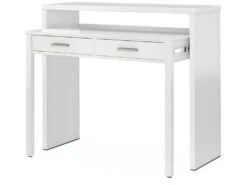 Bureau Console Extensible Coloris Blanc Artik - 87 X 98 X 36 Cm