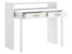 Console Extensible Bureau coloris blanc Brillant - Longueur 99 X Profondeur 36 X Hauteur 88 Cm