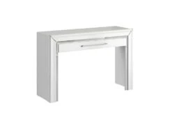 Bureau Console Design Collection DOHA Coloris Blanc Finitions Argentées