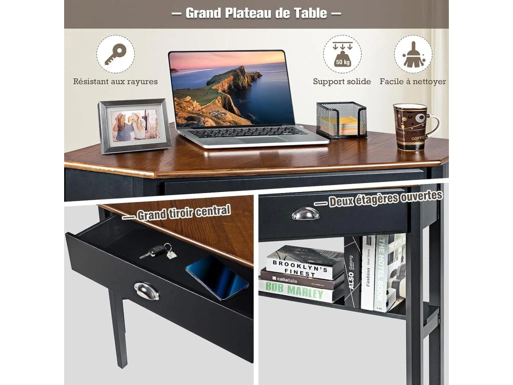 Bureau D'angle Informatique Contemporain Pour Pc /ordinateur Poste De Travaile – Image 2