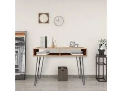 Bureau/Bureau à Domicile - 100x40 Cm - Pieds En épingle à Cheveux - Avec évidement - ORIANIS