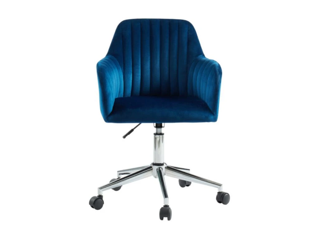 Chaise De Bureau - Velours - Bleu - Hauteur Réglable - ELEANA – Image 2