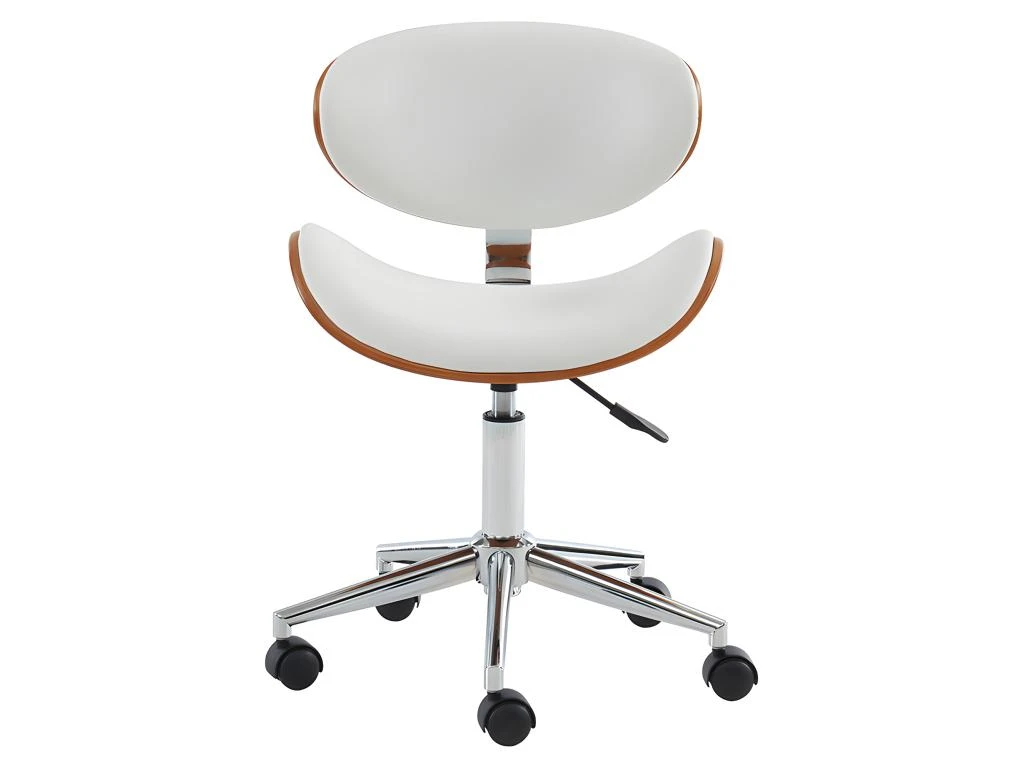 Chaise De Bureau MONTENEGRO - Hauteur Ajustable - Simili - Noyer Et Blanc – Image 4