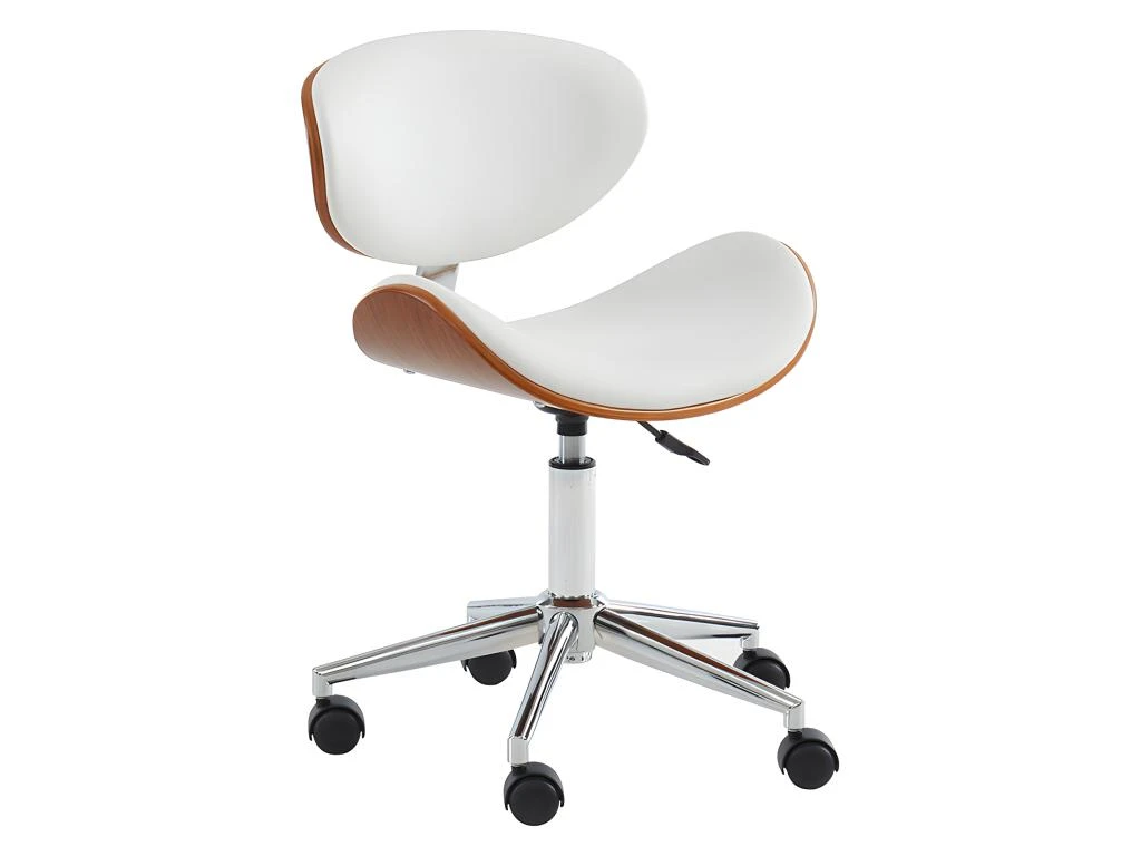 Chaise De Bureau MONTENEGRO - Hauteur Ajustable - Simili - Noyer Et Blanc
