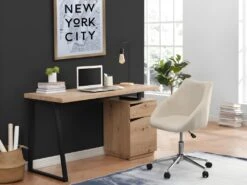 Chaise De Bureau - Tissu - Beige - Hauteur Ajustable - REZA