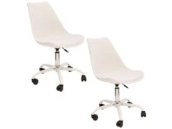 2 Chaise De Bureau à Roulettes, Blanches