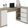 BALAUR - Bureau Informatique D'angle - 155x85x77 Cm - 3 Tiroirs + Niches - Table D'ordinateur - Mobilier Bureau - Double Finition