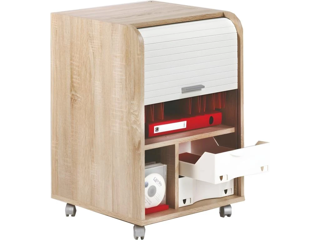 Caisson De Bureau Chêne Bicolore - Coloris: Blanc