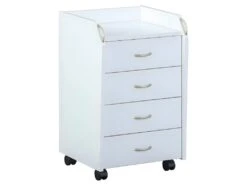 TEO - Caisson 4 Tiroirs Sur Roulettes Coloris Blanc
