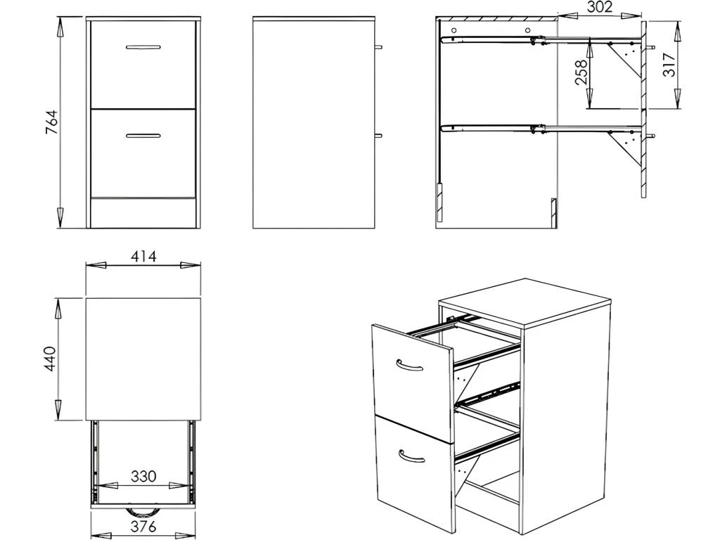Classeur 2 Tiroirs 50 Dossiers Suspendus - Coloris: Blanc – Image 2