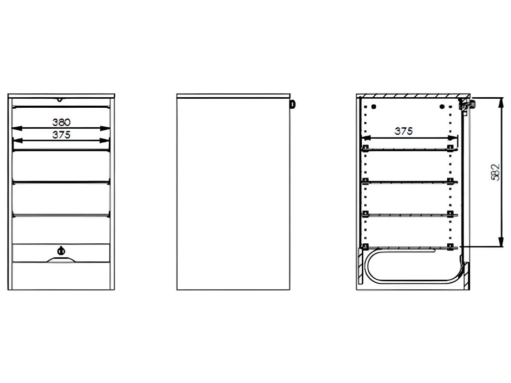 Classeur à Rideau Hauteur 76 Largeur 41 Cm - Coloris: Blanc – Image 3
