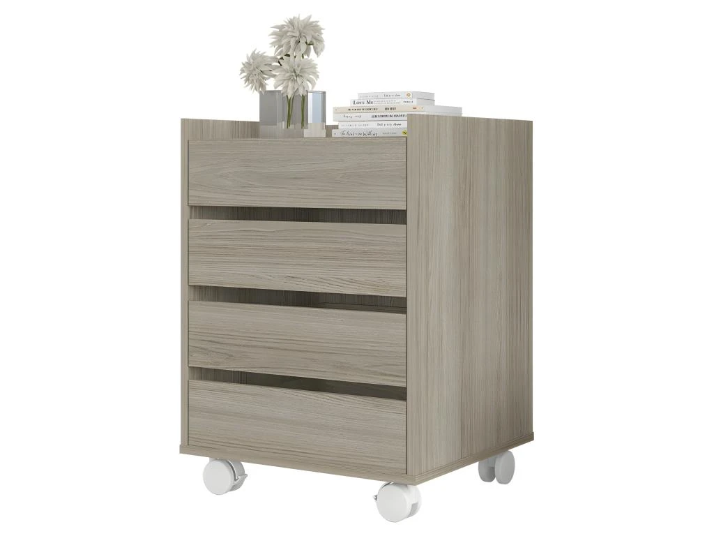 Caisson Roulant 4 Tiroirs Chêne