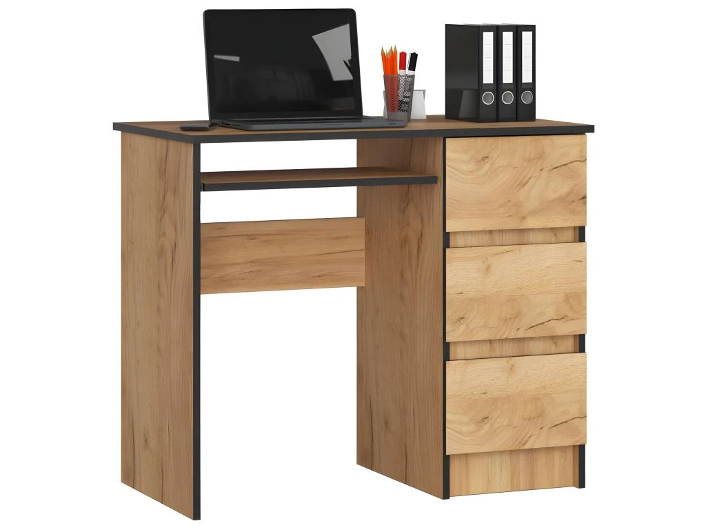 MIR - Bureau Informatique Style Moderne - 90x77x50 - 3 Tiroirs Spacieux