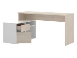 Bureau Angulaire Coloris naturel/blanc Brillant - Longueur 139 X Profondeur 92 X Hauteur 75 Cm
