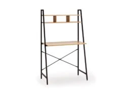 Bureau Blanca Noir, 1 étagère, Style Industriel, 83 Cm Longueur