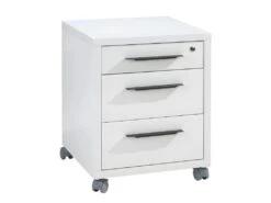 Caisson De Rangement à Roulettes 3 Tiroirs Blanc Laqué - NET