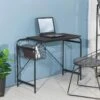 Bureau Hêtre Bois 1 Panier Métallique Noir Noyer
