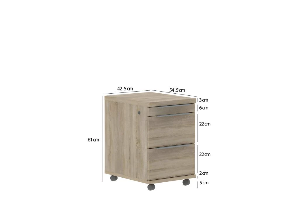 Caisson à Roulettes Aspect Chêne Clair 3 Tiroirs - OPIO – Image 3