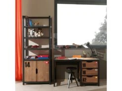 TCHAD - Pack Bureau + Bibliothèque En Pin Massif